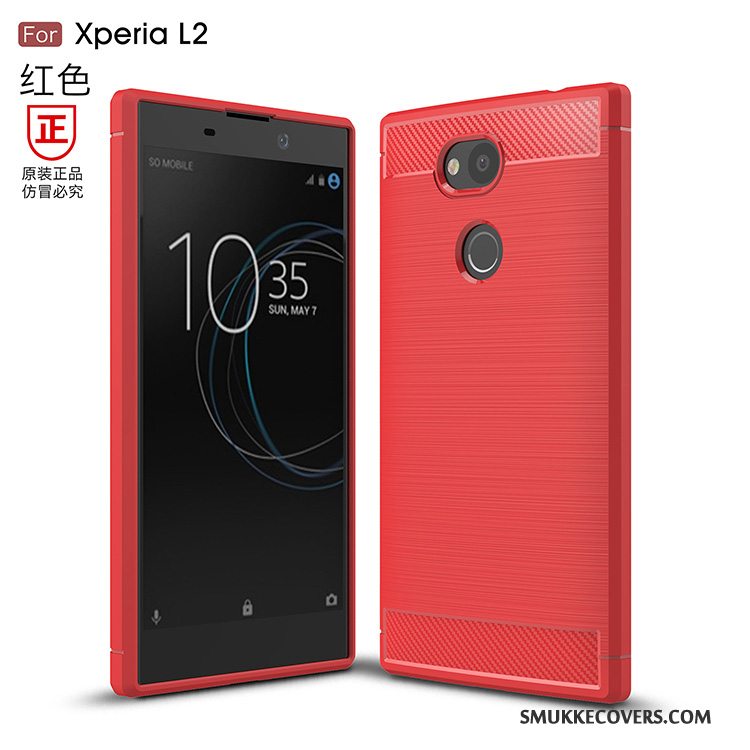 Etui Sony Xperia L2 Silikone Anti-fald Telefon, Cover Sony Xperia L2 Support Rød