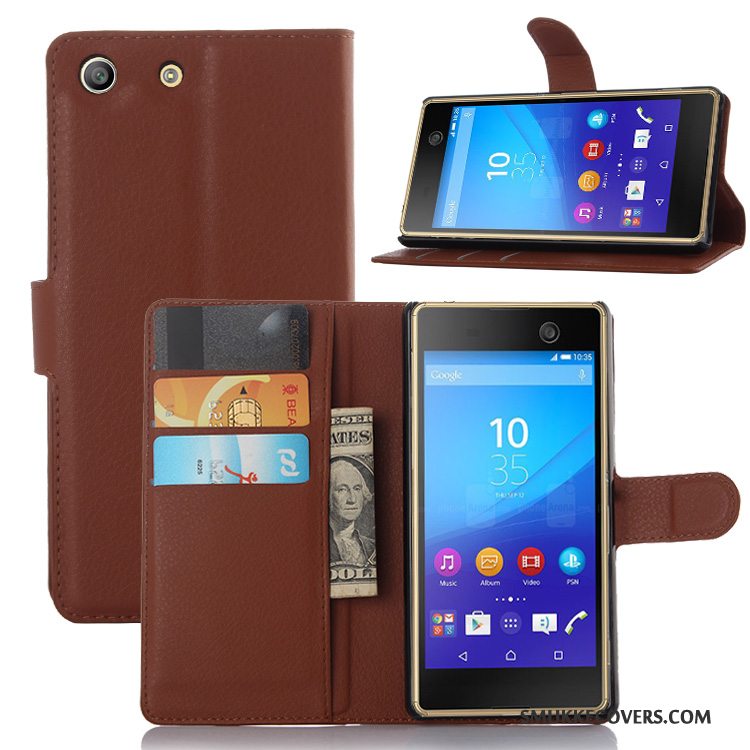 Etui Sony Xperia M5 Dual Læder Telefon, Cover Sony Xperia M5 Dual Beskyttelse