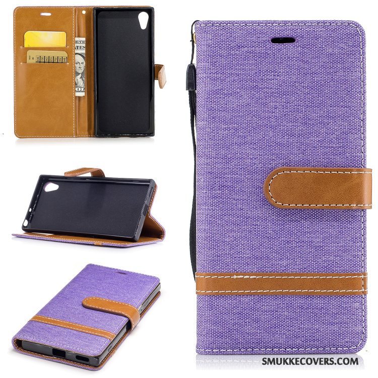 Etui Sony Xperia Xa1 Folio Kort Lilla, Cover Sony Xperia Xa1 Support Telefon