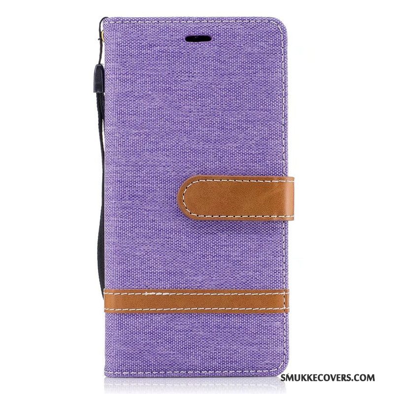 Etui Sony Xperia Xa1 Læder Denim Lilla, Cover Sony Xperia Xa1 Folio