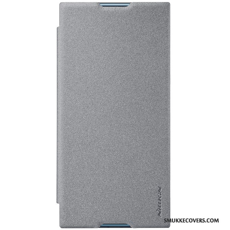 Etui Sony Xperia Xa1 Plus Folio Anti-fald Grå, Cover Sony Xperia Xa1 Plus Læder Telefonguld