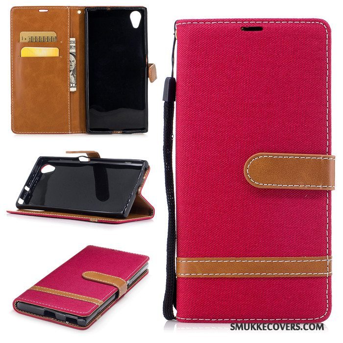 Etui Sony Xperia Xa1 Plus Folio Telefonrød, Cover Sony Xperia Xa1 Plus Læder Anti-fald