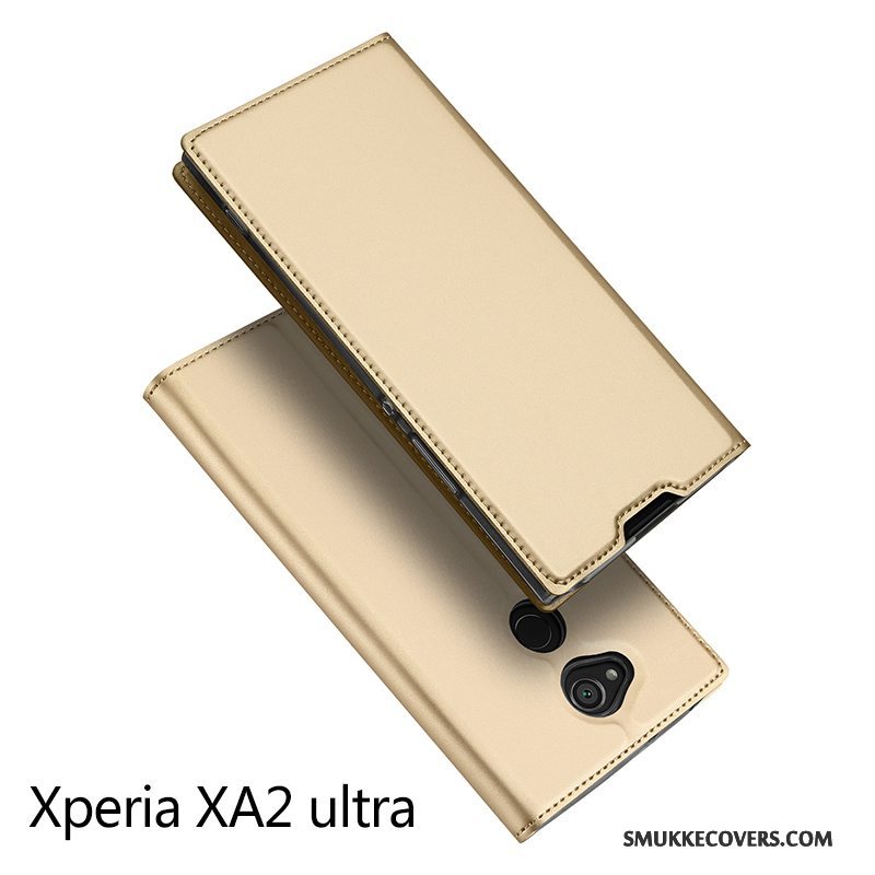 Etui Sony Xperia Xa2 Ultra Læder Anti-fald Kort, Cover Sony Xperia Xa2 Ultra Tasker Guld Trend