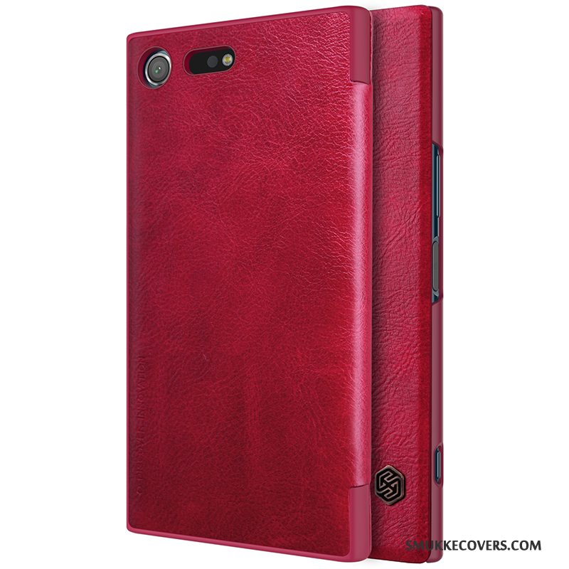 Etui Sony Xperia Xz Folio Telefonanti-fald, Cover Sony Xperia Xz Læder Guld Vinrød