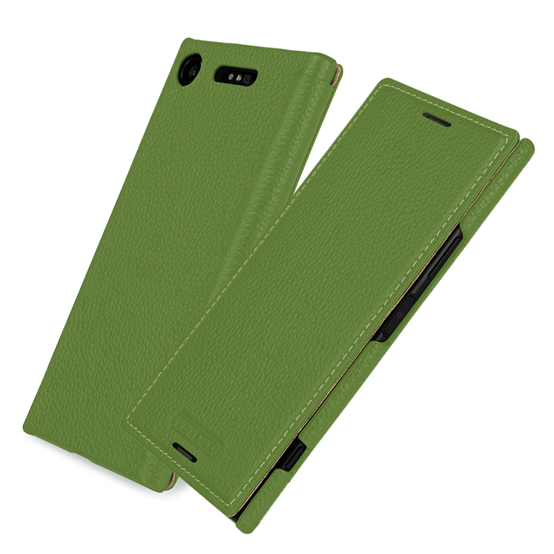 Etui Sony Xperia Xz1 Compact Beskyttelse Anti-fald Grøn, Cover Sony Xperia Xz1 Compact Læder Dyb Farve Telefon