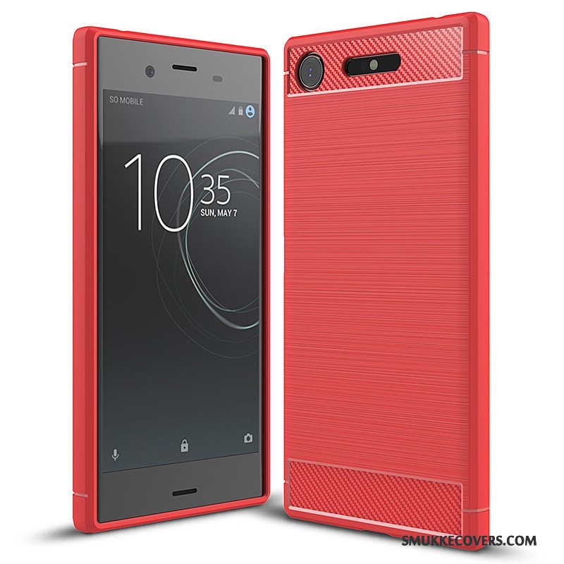 Etui Sony Xperia Xz1 Silikone Rød Telefon, Cover Sony Xperia Xz1 Blød