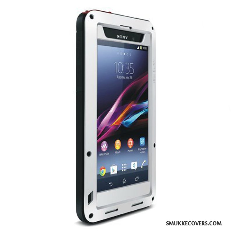 Etui Sony Xperia Z1 Beskyttelse Tre Forsvar Hvid, Cover Sony Xperia Z1 Tasker Sølv Telefon