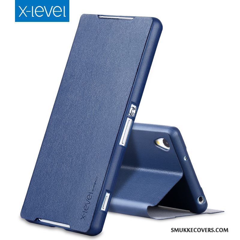 Etui Sony Xperia Z2 Beskyttelse Cyan Anti-fald, Cover Sony Xperia Z2 Folio Telefontynd