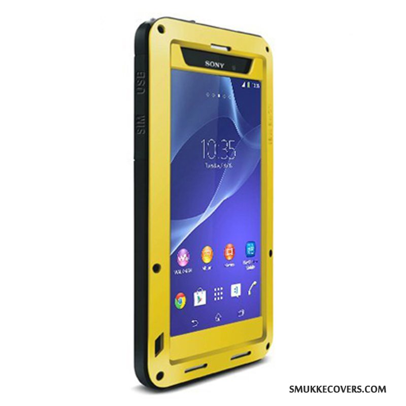 Etui Sony Xperia Z2 Tasker Ramme Anti-fald, Cover Sony Xperia Z2 Metal Telefontre Forsvar