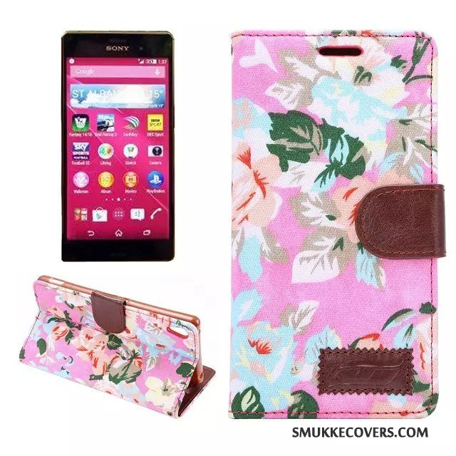 Etui Sony Xperia Z3+ Læder Lyserød Telefon, Cover Sony Xperia Z3+ Beskyttelse