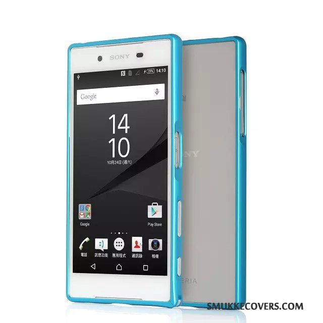 Etui Sony Xperia Z5 Metal Ramme Blå, Cover Sony Xperia Z5 Beskyttelse Telefon