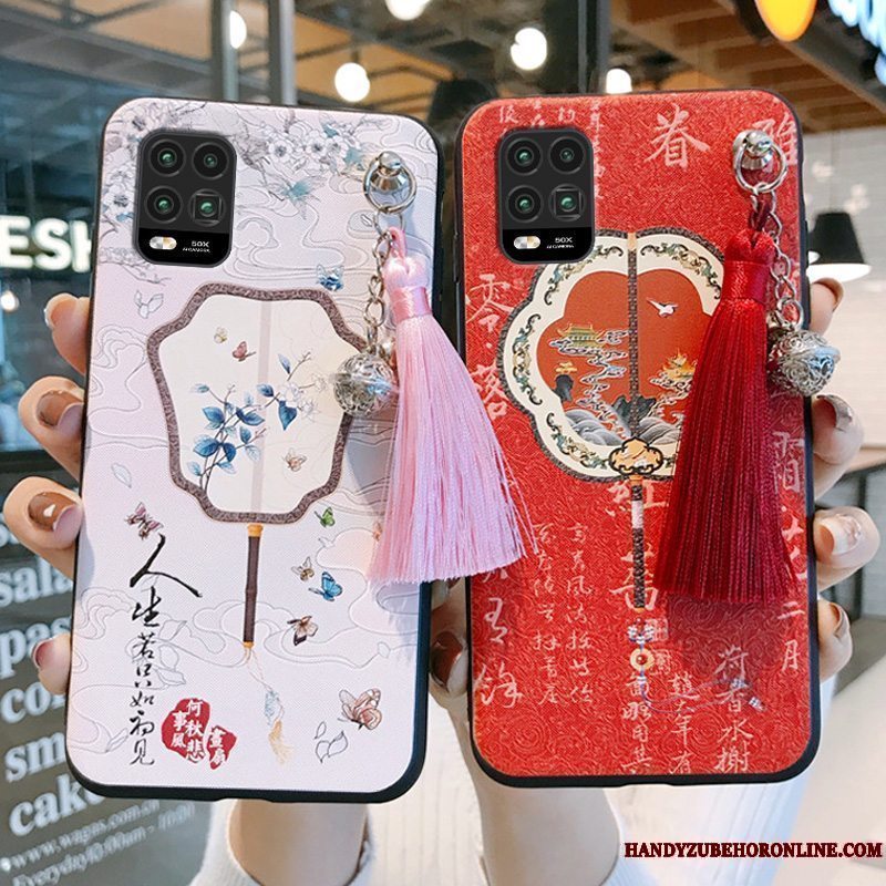 Etui Xiaomi Mi 10 Lite Silikone Rød Lille Sektion, Cover Xiaomi Mi 10 Lite Vintage Net Red Telefon