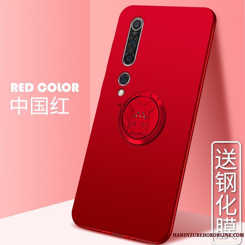 Etui Xiaomi Mi 10 Silikone Nubuck Magnetisk, Cover Xiaomi Mi 10 Tasker Ungdom Rød
