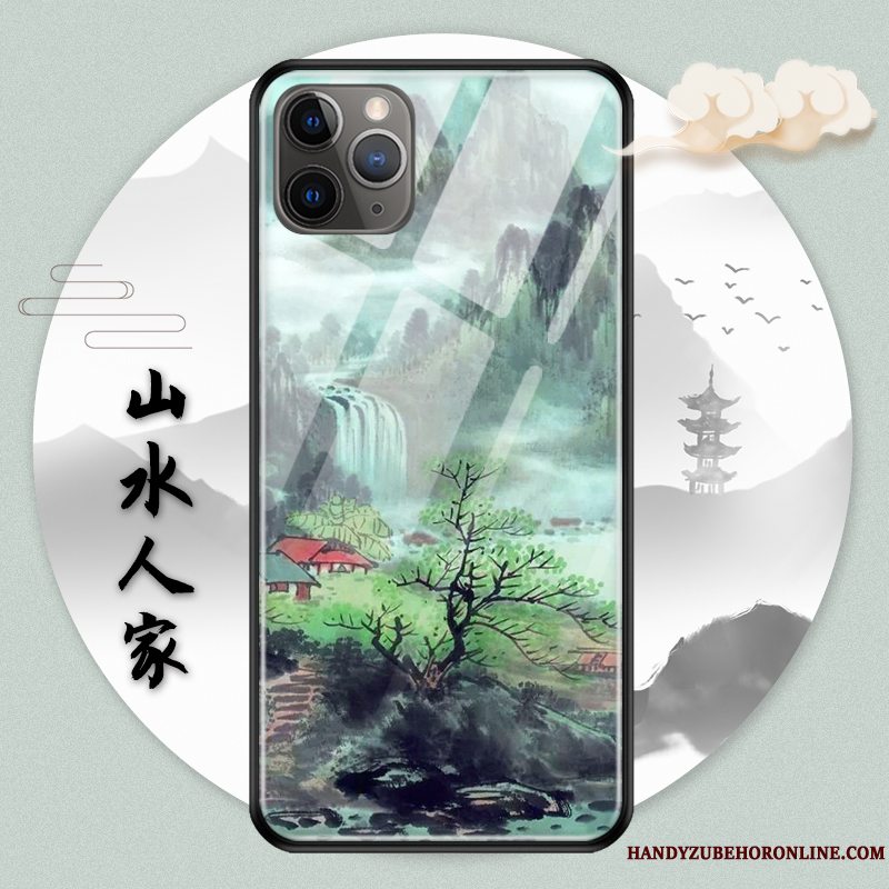 Etui iPhone 11 Pro Blød Blæk Grøn, Cover iPhone 11 Pro Beskyttelse Af Personlighed Scenery