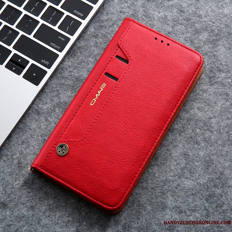 Etui iPhone 11 Pro Læder Kort Rød, Cover iPhone 11 Pro Tegnebog Anti-fald Business