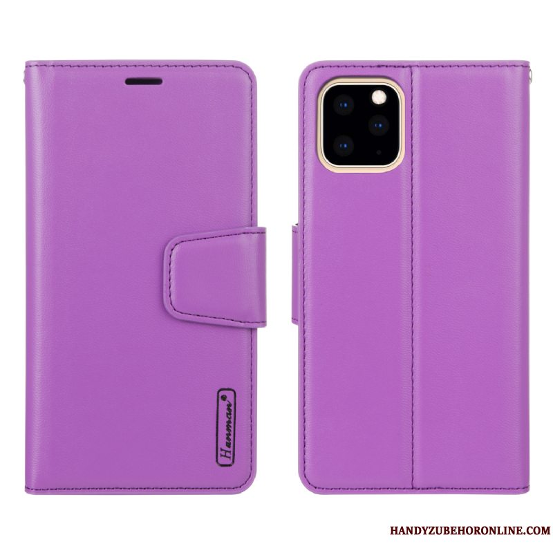 Etui iPhone 11 Pro Læder Lilla Telefon, Cover iPhone 11 Pro Tegnebog Hængende Ornamenter