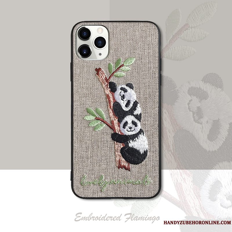 Etui iPhone 11 Pro Max Cartoon Grå Telefon, Cover iPhone 11 Pro Max Beskyttelse Smuk Broderi