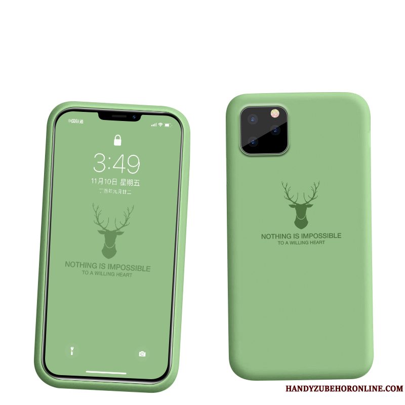 Etui iPhone 11 Pro Max Silikone Trendy Telefon, Cover iPhone 11 Pro Max Beskyttelse Anti-fald Grøn