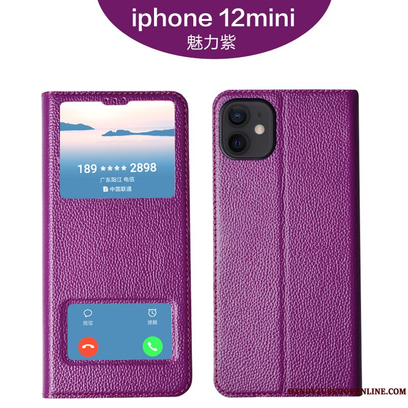 Etui iPhone 12 Mini Blød Business Anti-fald, Cover iPhone 12 Mini Luksus Kvalitet Lilla