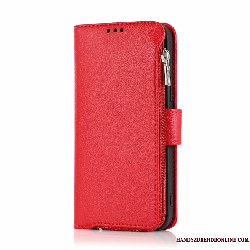 Etui iPhone 12 Mini Tegnebog Rød Telefon, Cover iPhone 12 Mini Tasker Anti-fald Kort