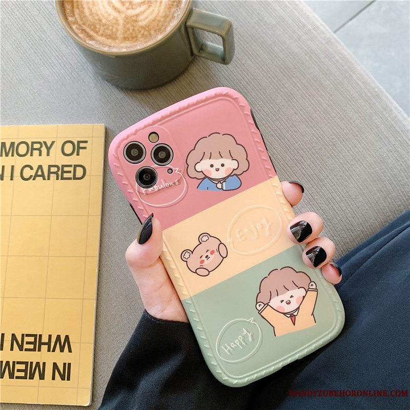 Etui iPhone 12 Pro Max Cartoon Anti-fald Lille Sektion, Cover iPhone 12 Pro Max Tasker Smuk Lyserød