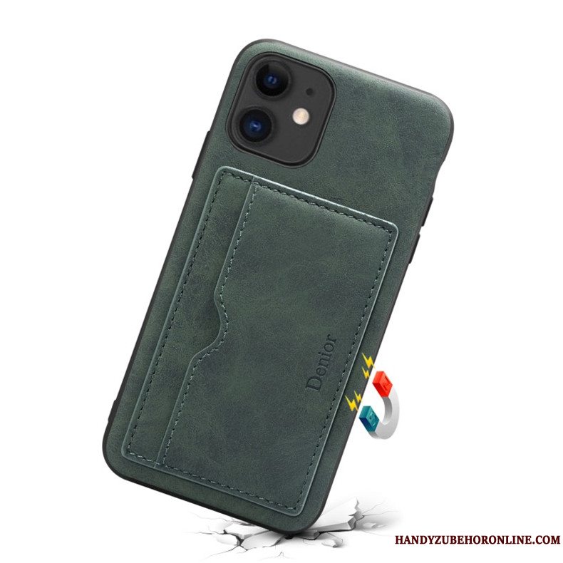 Etui iPhone 12 Support Anti-fald Grøn, Cover iPhone 12 Beskyttelse Kort Telefon