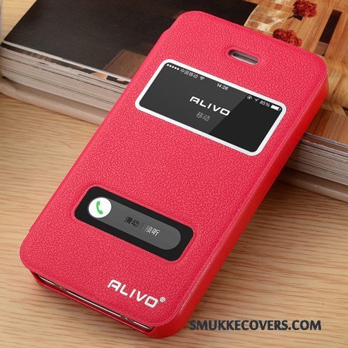 Etui iPhone 4/4s Læder Telefonanti-fald, Cover iPhone 4/4s Beskyttelse Rød Trend