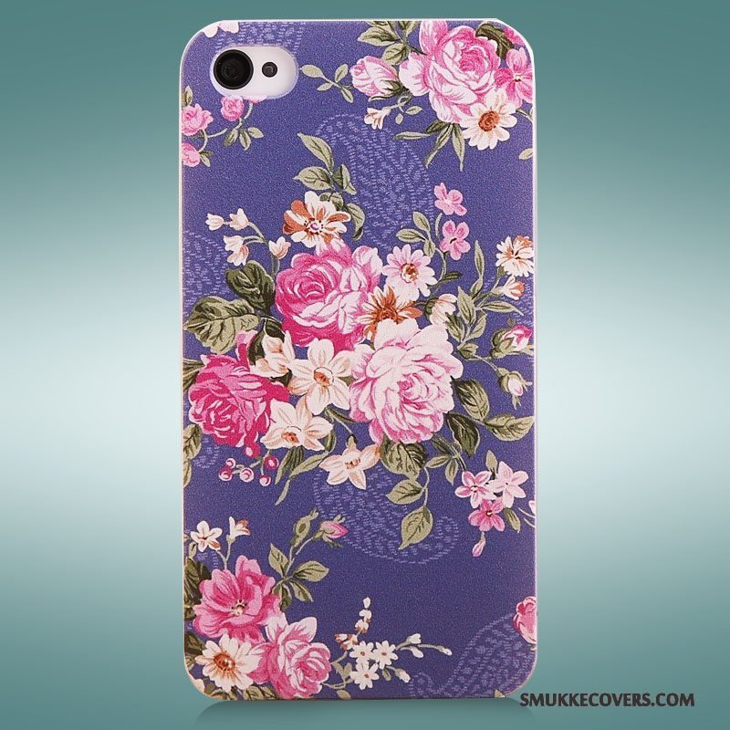 Etui iPhone 4/4s Malet Lilla Hård, Cover iPhone 4/4s Beskyttelse Telefonnubuck