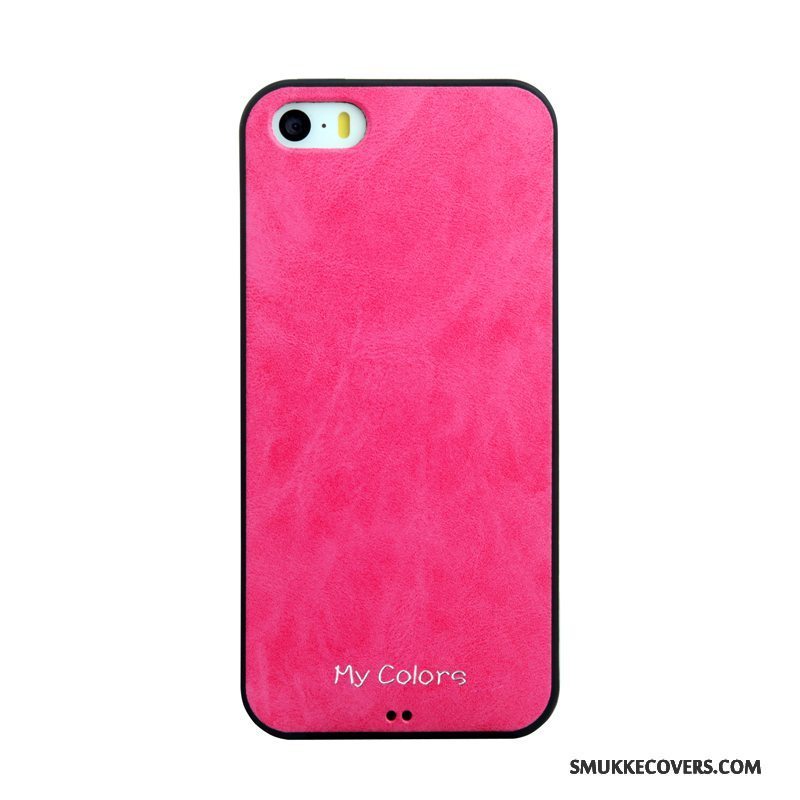 Etui iPhone 5/5s Beskyttelse Trend Anti-fald, Cover iPhone 5/5s Blød Solid Farve Rød