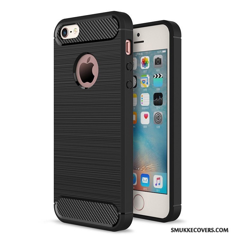 Etui iPhone 5/5s Beskyttelse Trend Fiber, Cover iPhone 5/5s Blød Nubuck Sort