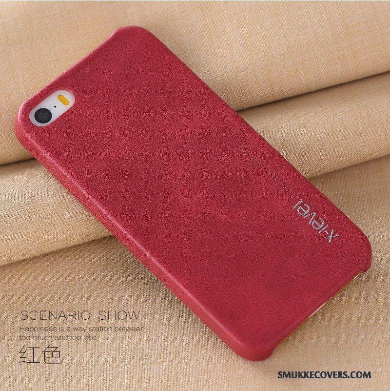 Etui iPhone 5/5s Læder Ny Anti-fald, Cover iPhone 5/5s Beskyttelse Trend Rød