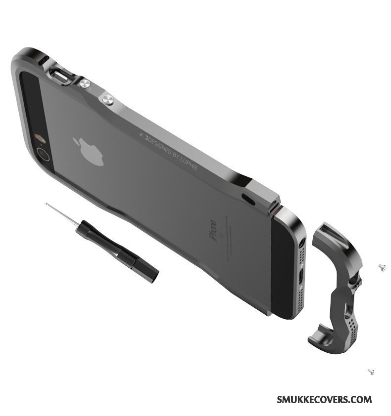 Etui iPhone 5/5s Metal Ny Telefon, Cover iPhone 5/5s Sort Ramme