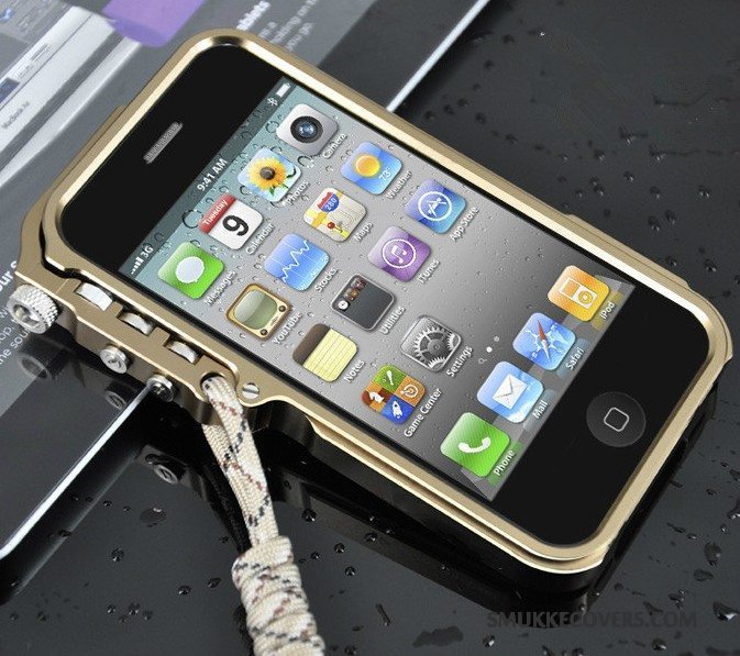 Etui iPhone 5/5s Metal Telefontrend, Cover iPhone 5/5s Guld Ramme