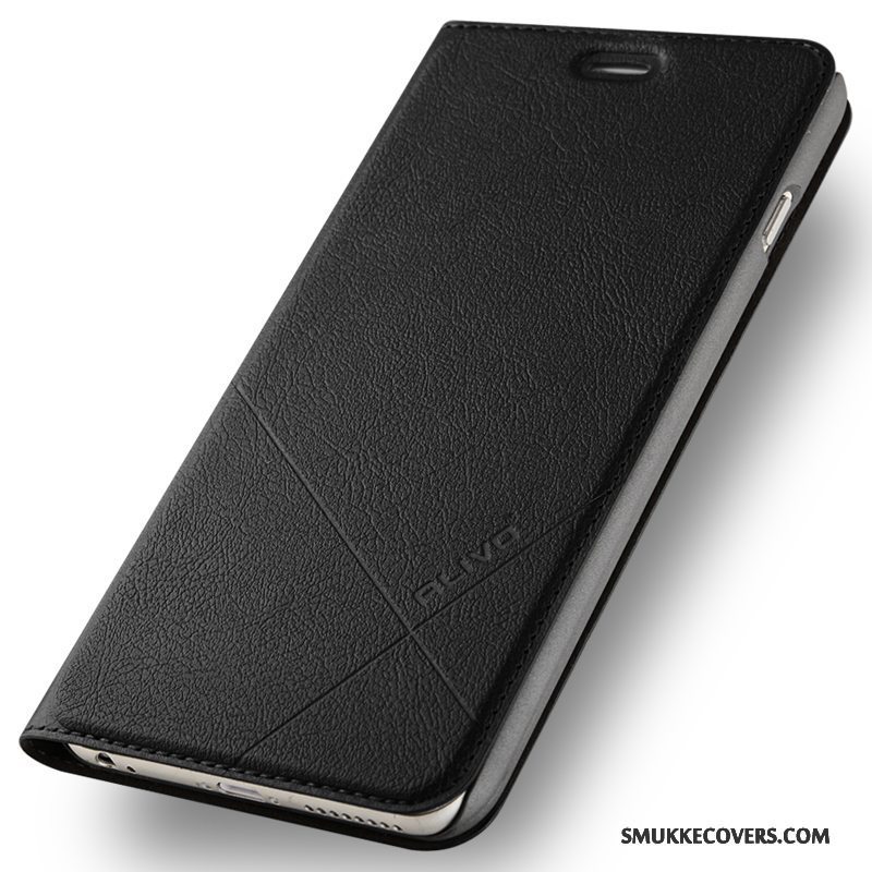 Etui iPhone 6/6s Plus Folio Anti-fald Hård, Cover iPhone 6/6s Plus Læder Telefonsort