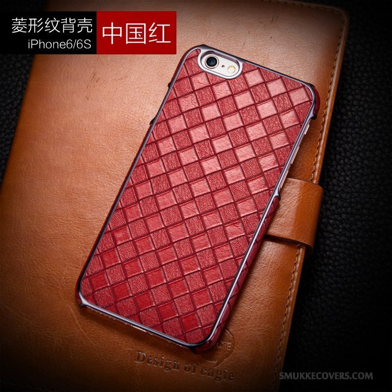 Etui iPhone 6/6s Plus Læder Ternet Rød, Cover iPhone 6/6s Plus Luksus Trend Anti-fald