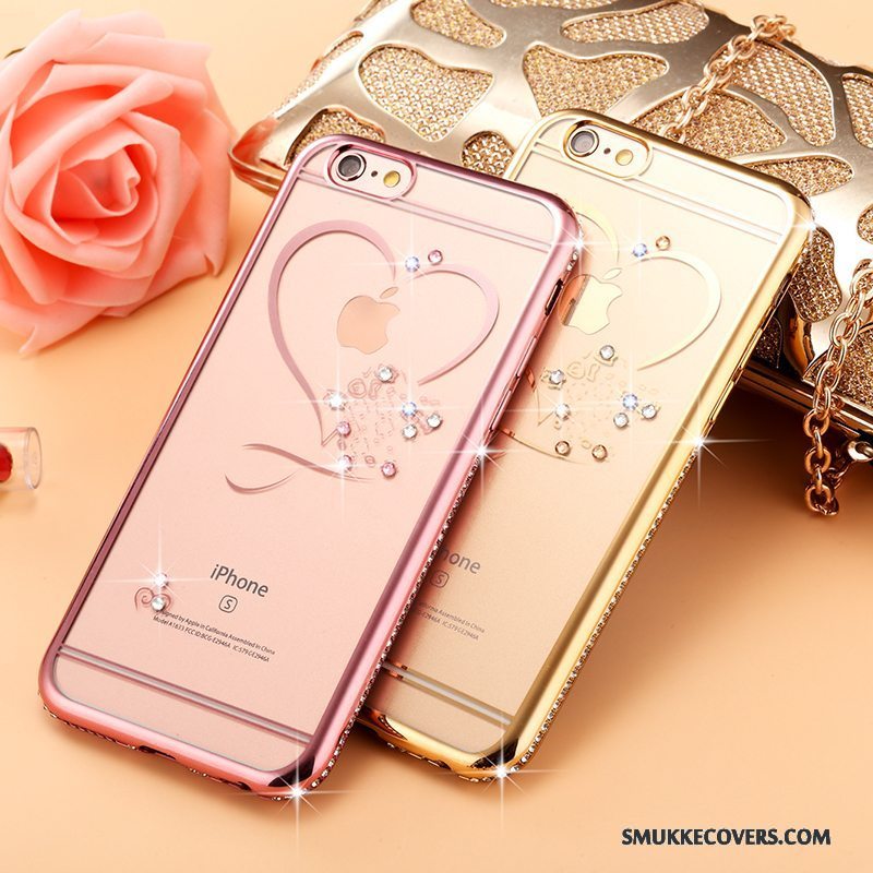 Etui iPhone 6/6s Plus Silikone Anti-fald Guld, Cover iPhone 6/6s Plus Strass Trendy Ny