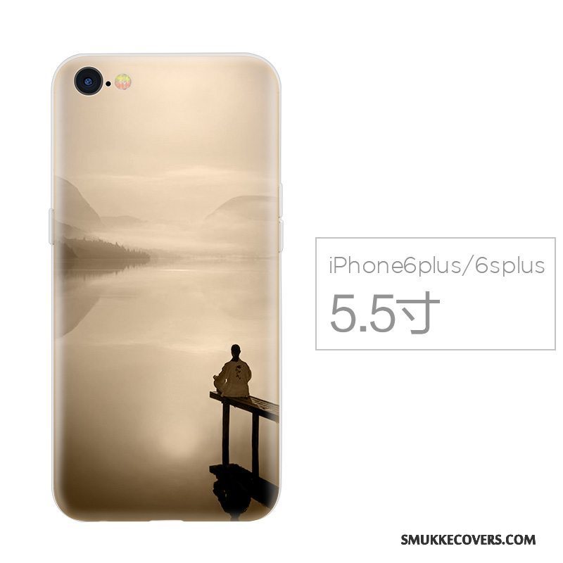Etui iPhone 6/6s Plus Silikone Kinesisk Stil Anti-fald, Cover iPhone 6/6s Plus Blød Gul Af Personlighed