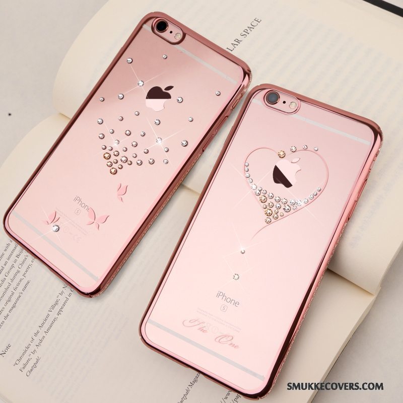 Etui iPhone 6/6s Plus Strass Lyserød Gennemsigtig, Cover iPhone 6/6s Plus Beskyttelse Trend Guld