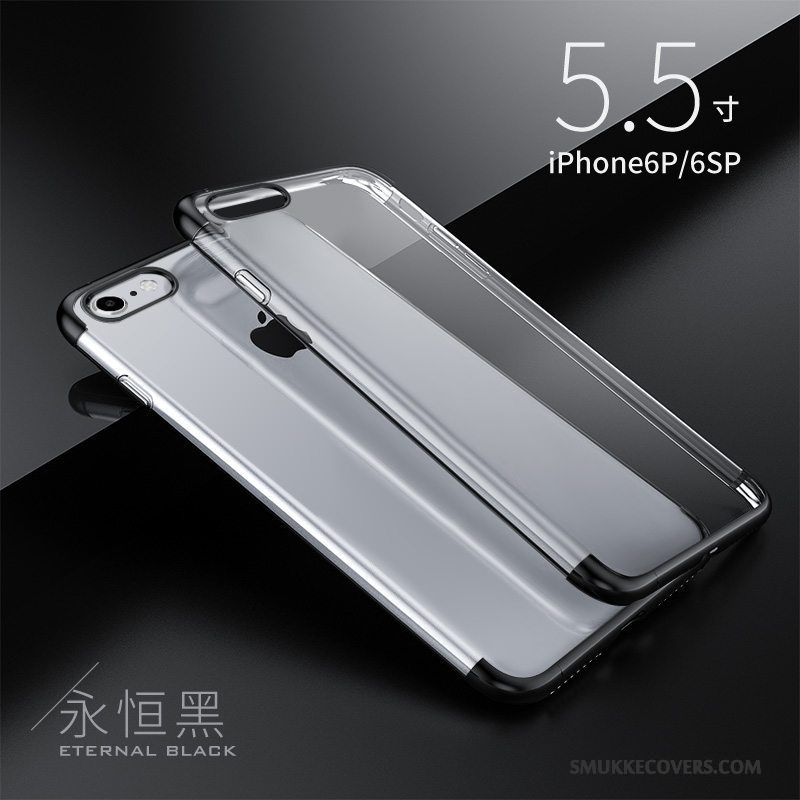Etui iPhone 6/6s Plus Tasker Gennemsigtig Anti-fald, Cover iPhone 6/6s Plus Blød Sort Belægning