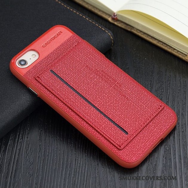 Etui iPhone 7 Beskyttelse Rød Telefon, Cover iPhone 7 Læder Business Anti-fald