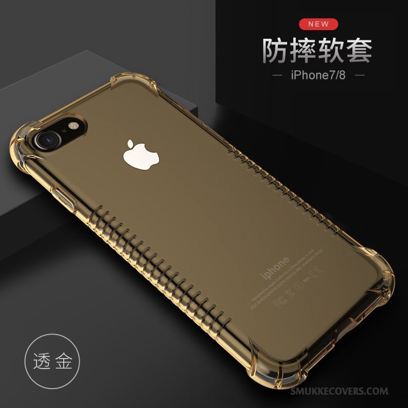 Etui iPhone 7 Blød Guld Telefon, Cover iPhone 7 Tasker Anti-fald Gennemsigtig