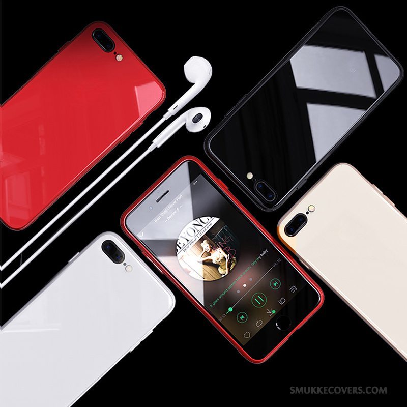 Etui iPhone 7 Farve Glas Telefon, Cover iPhone 7 Tasker Anti-fald Net Red