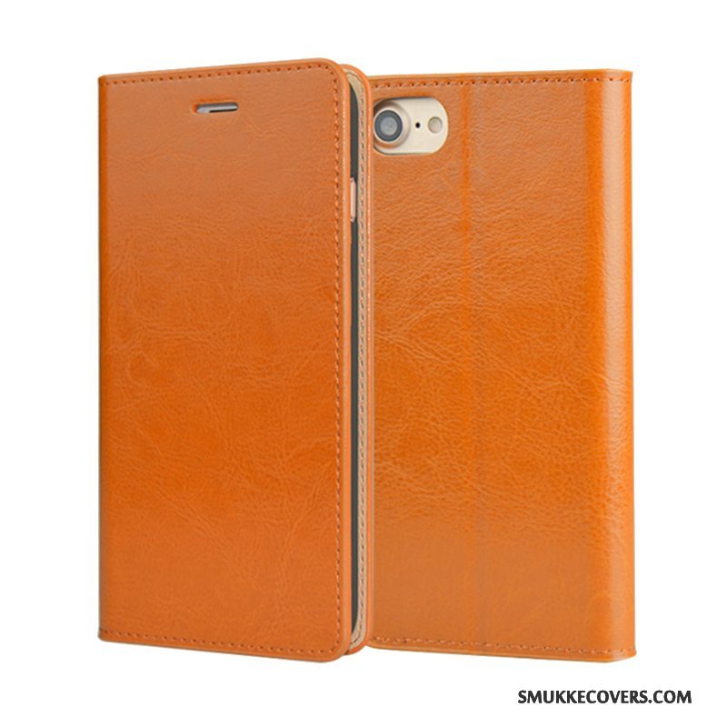 Etui iPhone 7 Folio Anti-fald Kvalitet, Cover iPhone 7 Tasker Business Orange