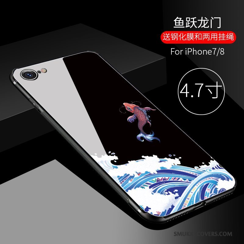 Etui iPhone 7 Kinesisk Stil Telefon, Cover iPhone 7 Original Blå