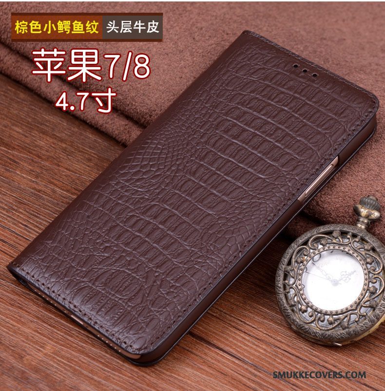 Etui iPhone 7 Læder Anti-fald Sort, Cover iPhone 7 Trend Telefon