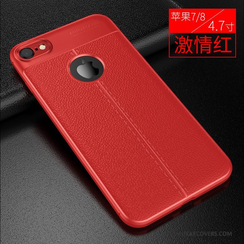Etui iPhone 7 Læder Mønster Anti-fald, Cover iPhone 7 Silikone Rød Trend