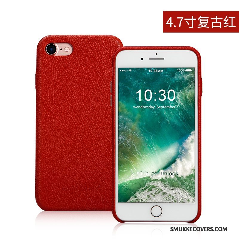 Etui iPhone 7 Læder Trend Business, Cover iPhone 7 Beskyttelse Rød Telefon
