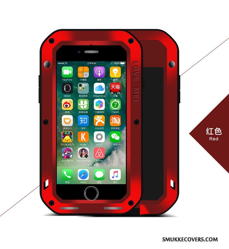 Etui iPhone 7 Plus Beskyttelse Anti-fald Dekompression, Cover iPhone 7 Plus Metal Telefonrød