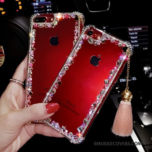 Etui iPhone 7 Plus Luksus Gennemsigtig Telefon, Cover iPhone 7 Plus Silikone Tassel Rød