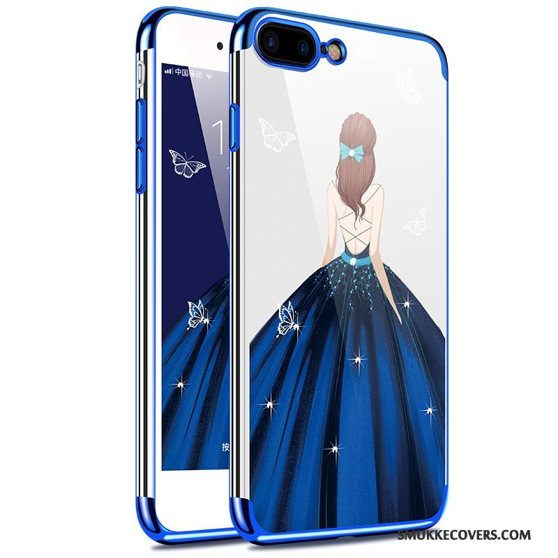 Etui iPhone 7 Plus Silikone Tynd Blå, Cover iPhone 7 Plus Tasker Belægning Gennemsigtig